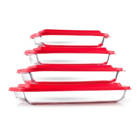 JoyFul by JoyJolt 4 Piece Glass Bakeware Containers Set
