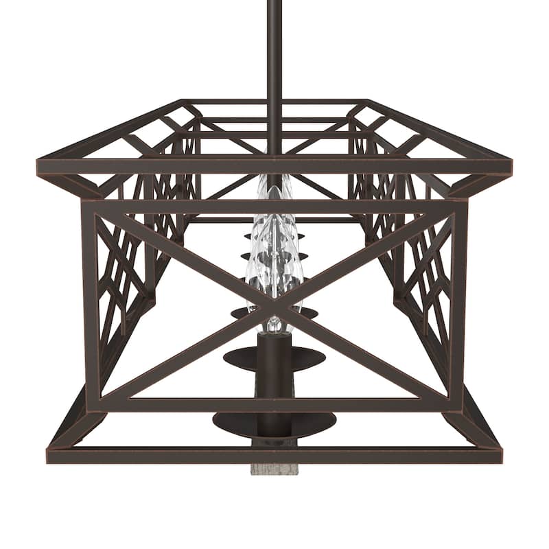 Hunter Langwood 6-Light Linear Chandelier - Dining Room, Kitchen Island, Cage - Contemporary, Modern Farmhouse, Shabby Chic