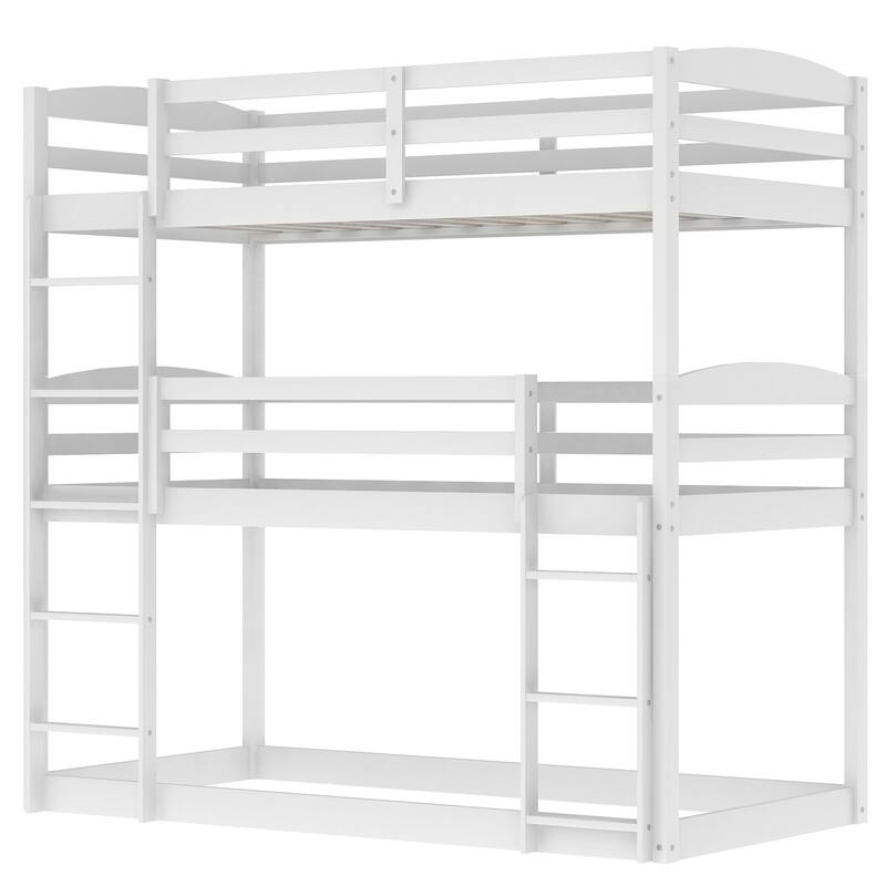 Triple Bunk Bed, Pine Wood Twin over Twin over Twin Size, with