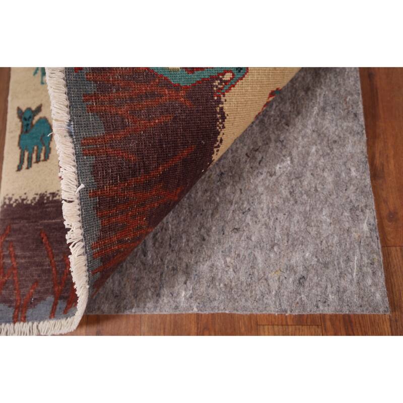 Animals Design Ziegler Foyer Rug Handmade Beige Wool Carpet - 2'0" x 2'11"