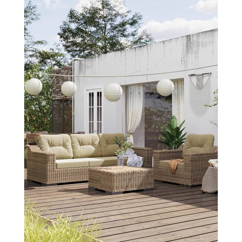 WINSOON 24x24 Inch Outdoor Deep Seat Cushion Set,Waterproof and Resistant Set Of 2