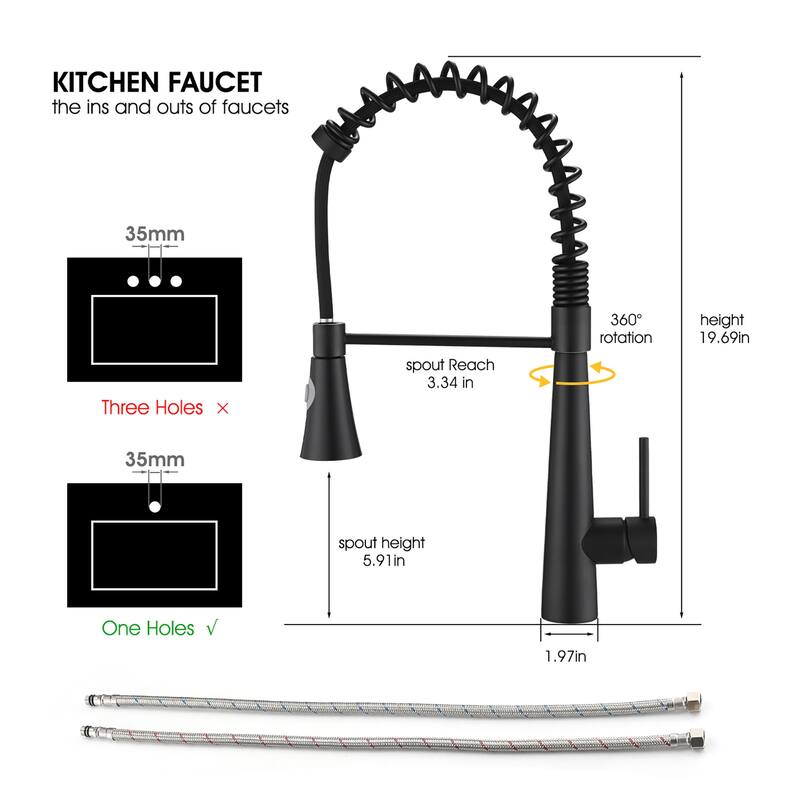 Commercial Kitchen Faucet with Pull Down Sprayer and Magnetic Docking Spray Head