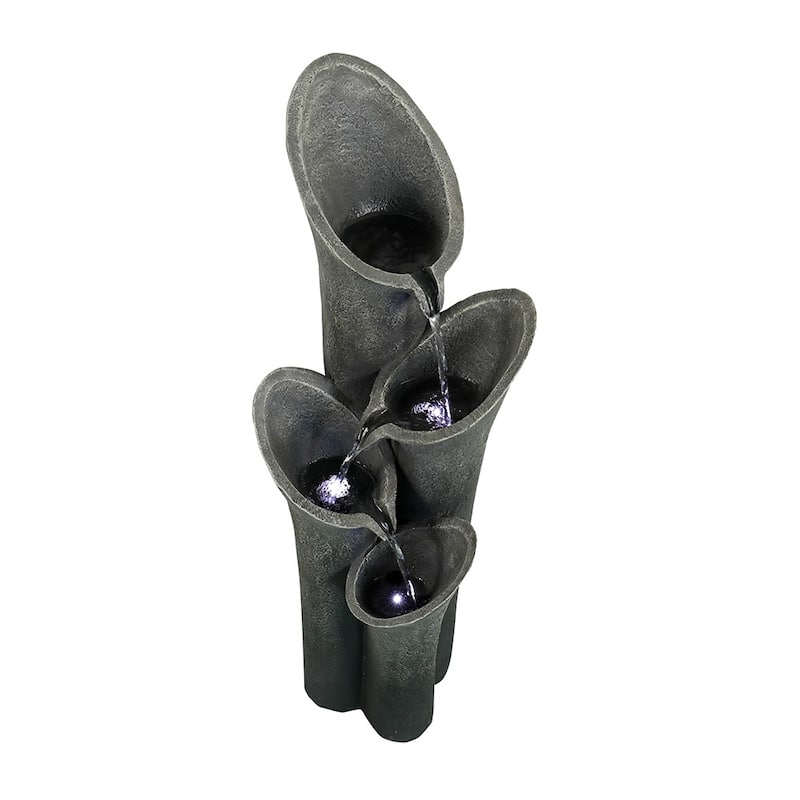 33.5 inch H Cascading Outdoor Water Fountain w/Lights for Home Decor