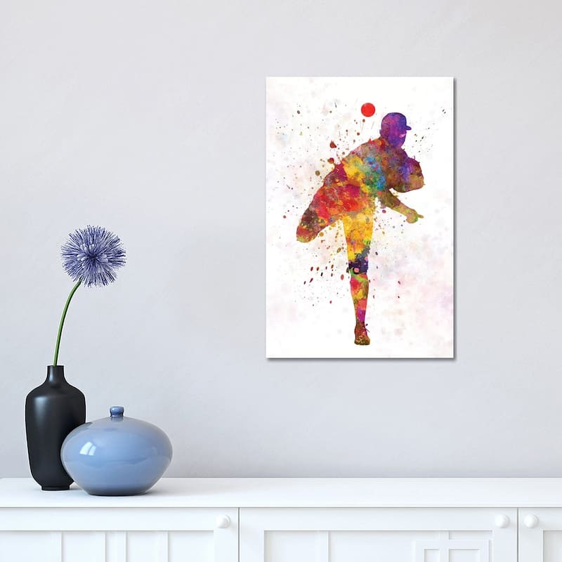 iCanvas "Baseball Player Pitching II" by Paul Rommer Canvas Print - 18x12x1.5