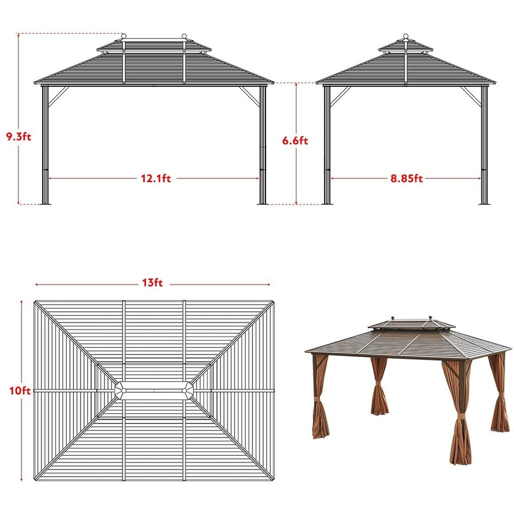 EROMMY Hardtop Gazebo Galvanized Steel 