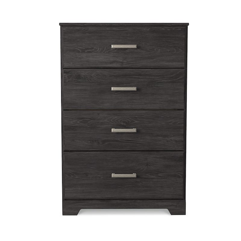 Cyme Tall Dresser Chest, 4 Drawer, Modern Dark Charcoal Brown Laminate