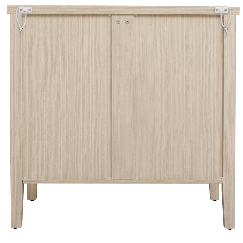 GDFStudio - Oakcraft Traditional Wooden Accent Storage Cabinet with 2 Carved Doors