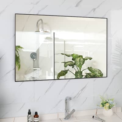 Modern Black Bathroom Mirror with Aluminum Frame