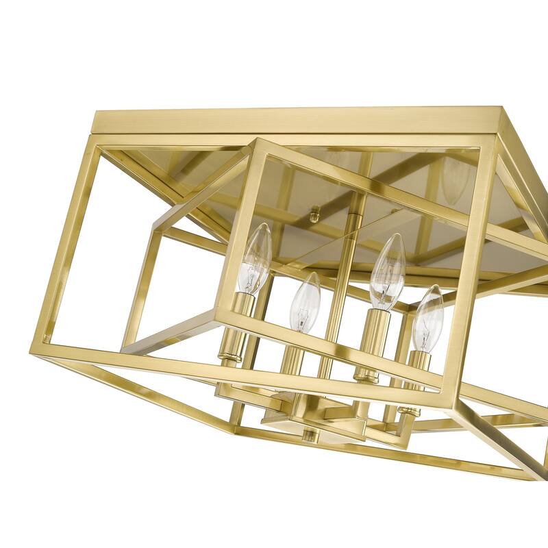 4-Light Gold Interlocked Box Flush Mount