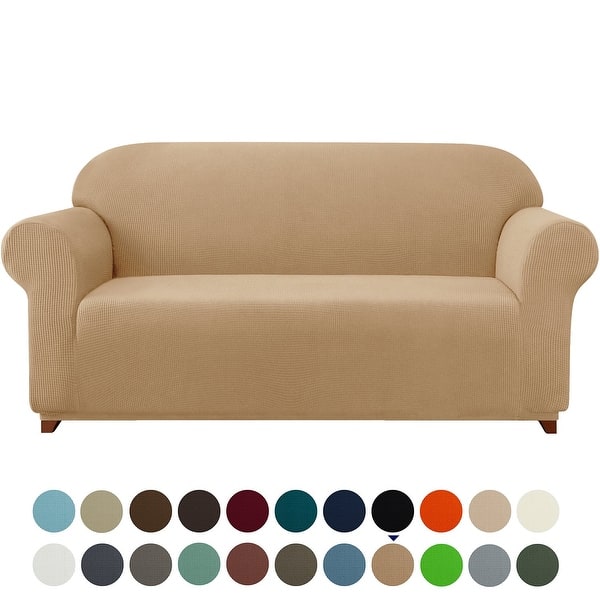 slide 13 of 94, Subrtex Stretch XL Slipcover 1 Piece Spandex Furniture Protector Khaki
