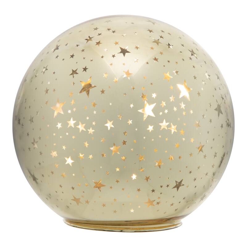 LED Lighted Stars Glass Globe Christmas Decoration - 6" - Gold