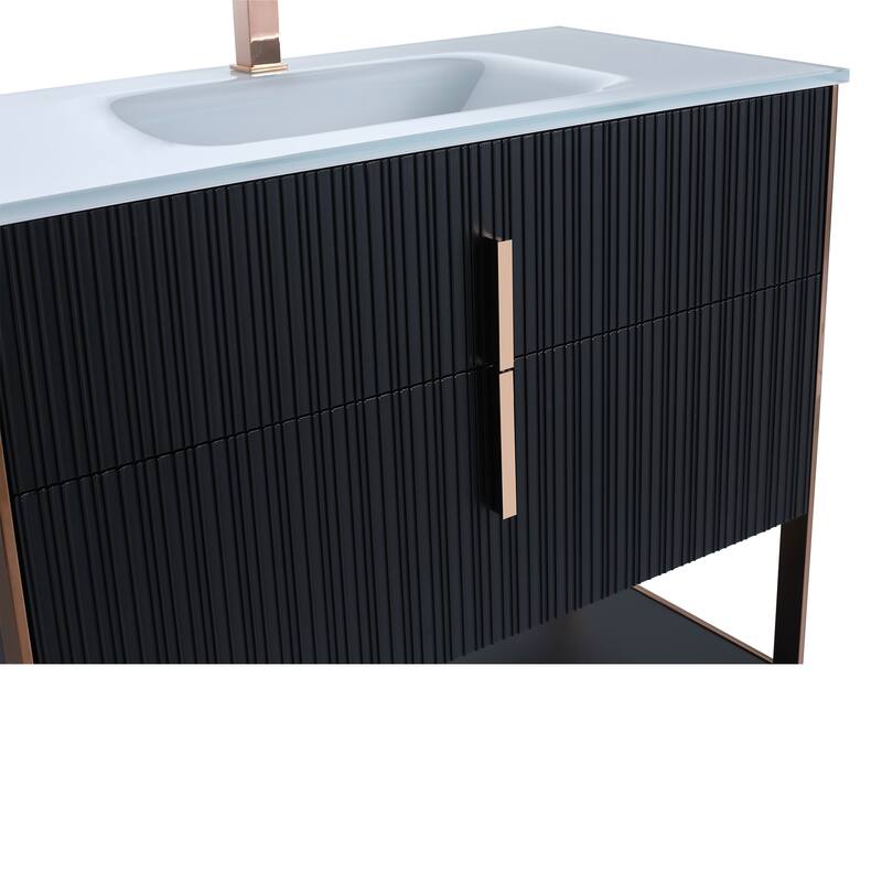 Fine Fixtures Serenity Modern Bathroom Vanity with White Glass Top