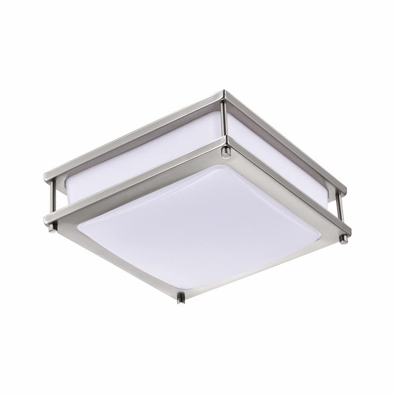 Square Satin Nickel Dimmable LED Flush Mount Ceiling Light with Selectable Color Temperature 3000K/4000K/5000K