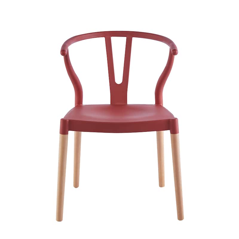 Porthos Home Lyra Plastic Dining Chairs with Beechwood Legs, Set of 2