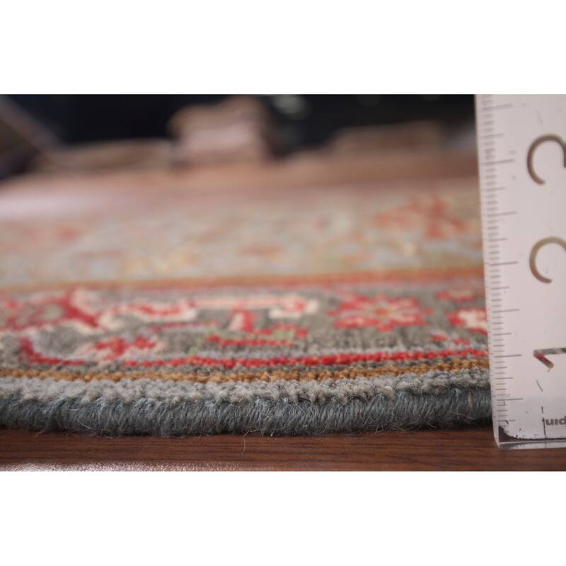 Gray Geometric Kazak Oriental Runner Rug Handmade Wool Carpet - 2'6"x 7'11"