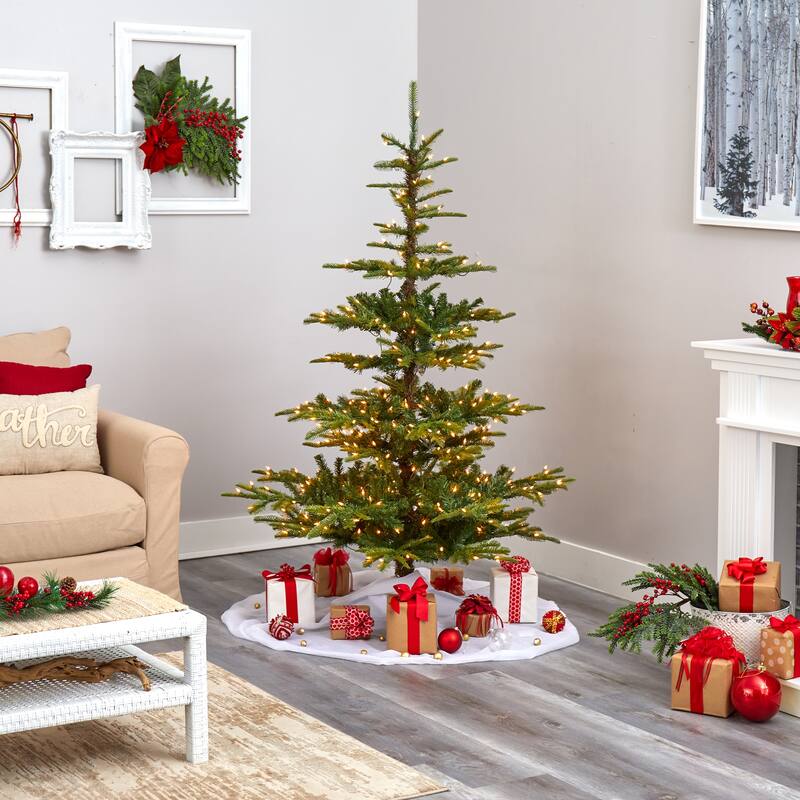 6’ Pre-Lit Washington Spruce Artificial Christmas Tree, Clear LED Lights - 6 Foot
