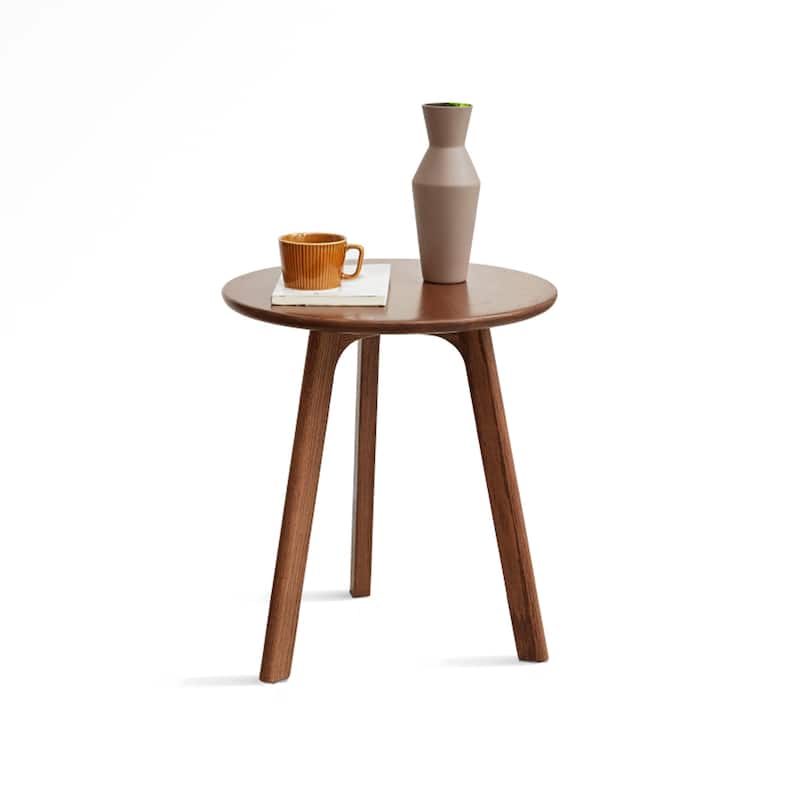 Small Round End Table Side Table - Brown