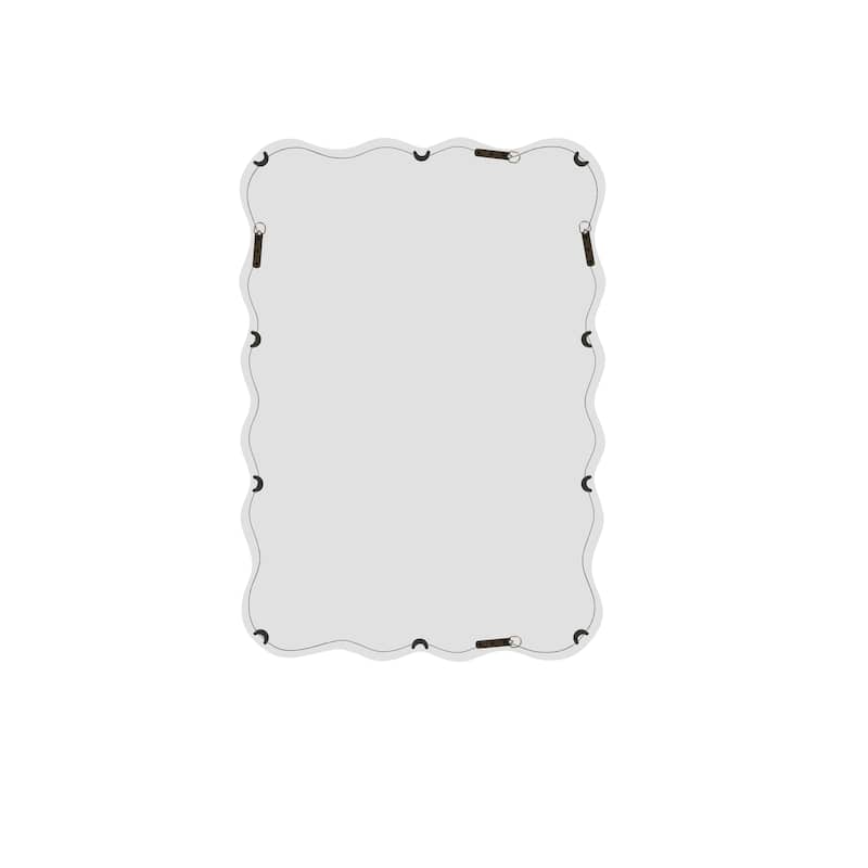 40" x 28" Modern Solid Wood Wavy Rectangle Wall Decor Mirror