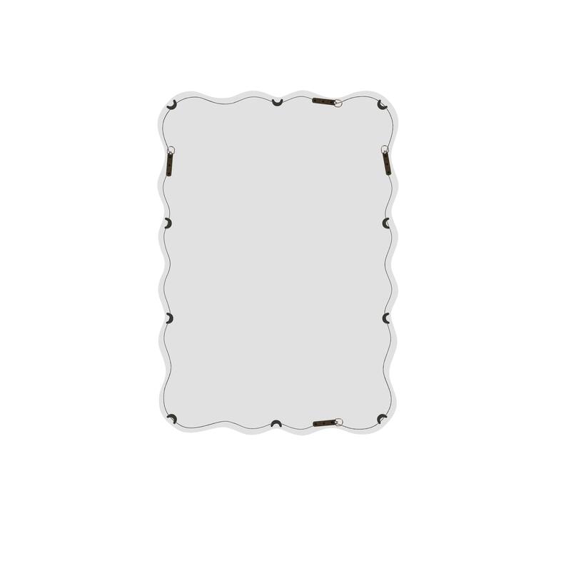 Solid Wood Wavy Rectangle Mirror - Natural Wood, Modern Decor for Home - White