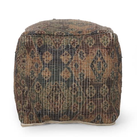 Medway Traditional Handcrafted Multi-color Chindi Cube Pouf