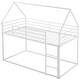 preview thumbnail 20 of 26, Twin House Bunk Bed with Slide, Ladder, and Guardrails, Metal Frame, Black