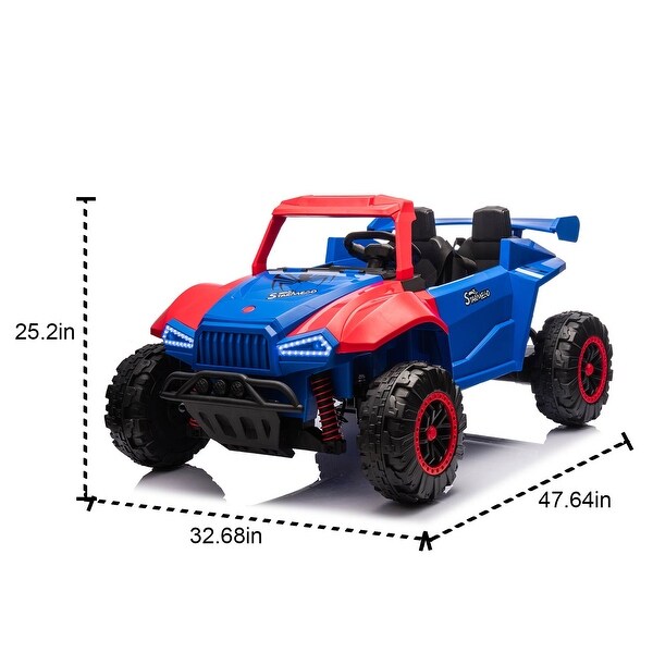 24V Two Seater Kids Ride On Electric Car W Parents Control Four Wheel suspension The Police Car with A Megaphone with LED Lights Blue Red