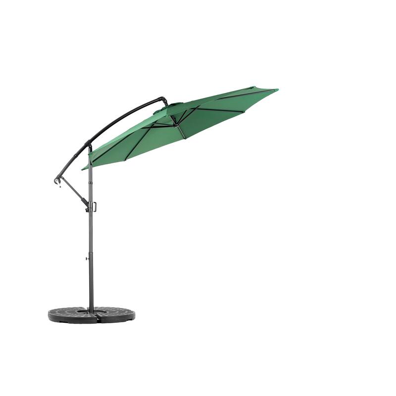 Hanging Patio Umbrella Polyester Parasol with Tilt Adjustment 8 Ribs, for Backyard Poolside - (Dark Green)