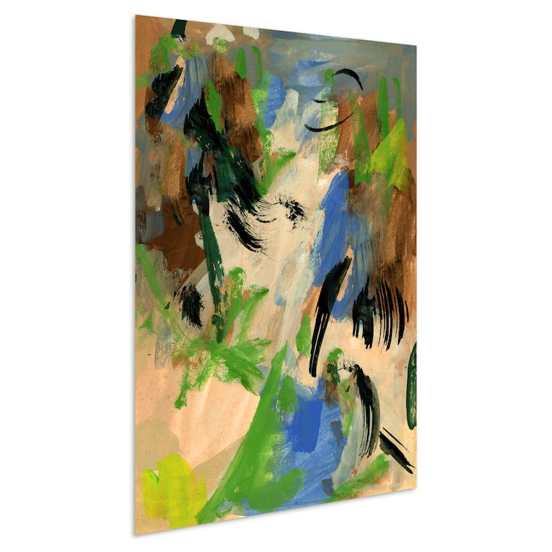 Empire Art"Linen & Blues I" Frameless Tempered Art Glass Wall Art