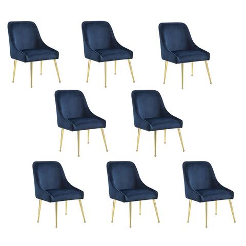 Walmer Blue and Gold Upholstered Dining Chairs (Set of 8)