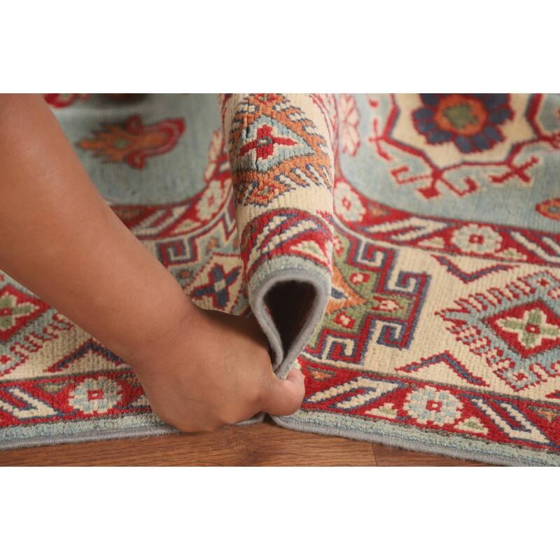 Blue Kazak Oriental Area Rug Handmade Wool Carpet - 4'10" x 6'6"