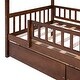 preview thumbnail 8 of 12, Walnut Twin Size Wooden House Bed with Two Drawers and Fence for Boys, Girls and Bedroom