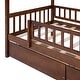 preview thumbnail 36 of 47, Wooden Twin Size House Bed with Roof, Guardrail and Drawers