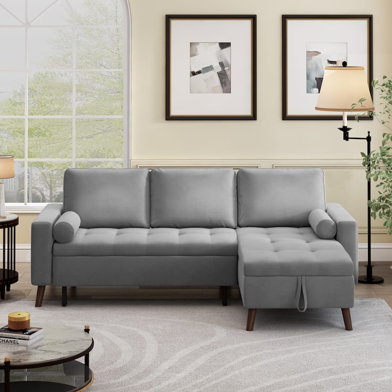 88" Reversible Pull out Sleeper Sectional Storage Sofa Bed