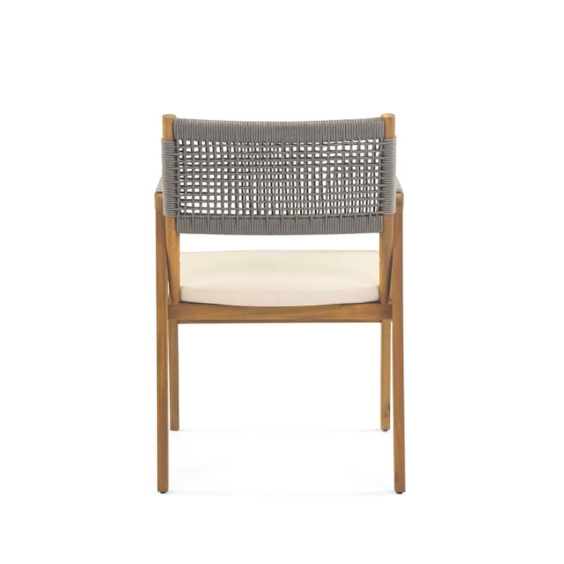 Holomn Outdoor 7-piece Acacia Wood Dining Set with Rope Chairs by Christopher Knight Home