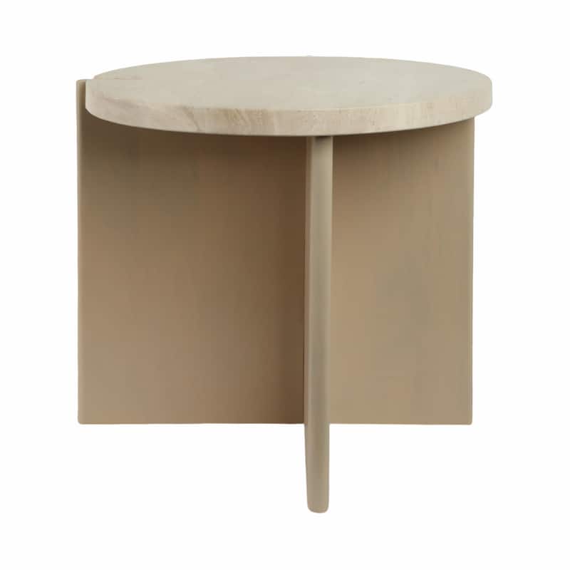 Stone Wood Accent Table Decorative Contemporary Silhouette Style