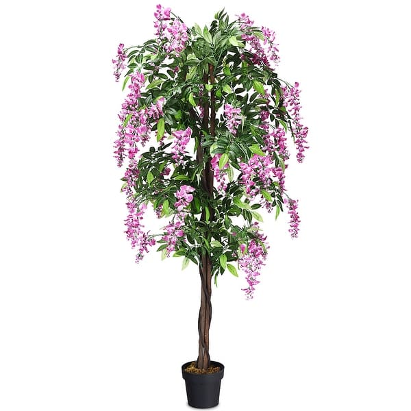 slide 2 of 6, 6 Feet Fake Wisteria Tree Artificial Greenery Plants for Home Office 6ft Wisteria Tree