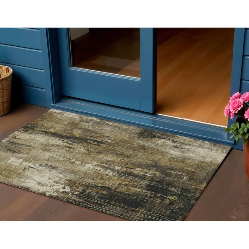 HomeRoots Abstract Transitional Rectangle Outdoor Rug - 3' x 5'