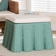 preview thumbnail 9 of 32, Palm Scallop Natural Rattan Ottoman with Cushion – Handwoven Wicker Accent Bench or Footrest for Living Room or Sunroom, Square Green - Medium