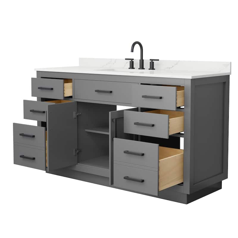 Beckett TK 60-inch Single Vanity, 3 Hole Quartz Top