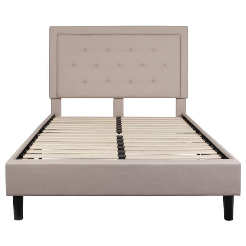 Panel Tufted Upholstered Platform Bed