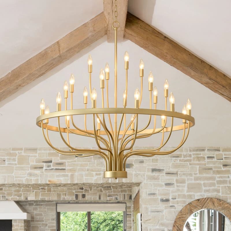 Modern Farmhouse Candle Chandelier Black Large Wagon Wheel Chandeliers