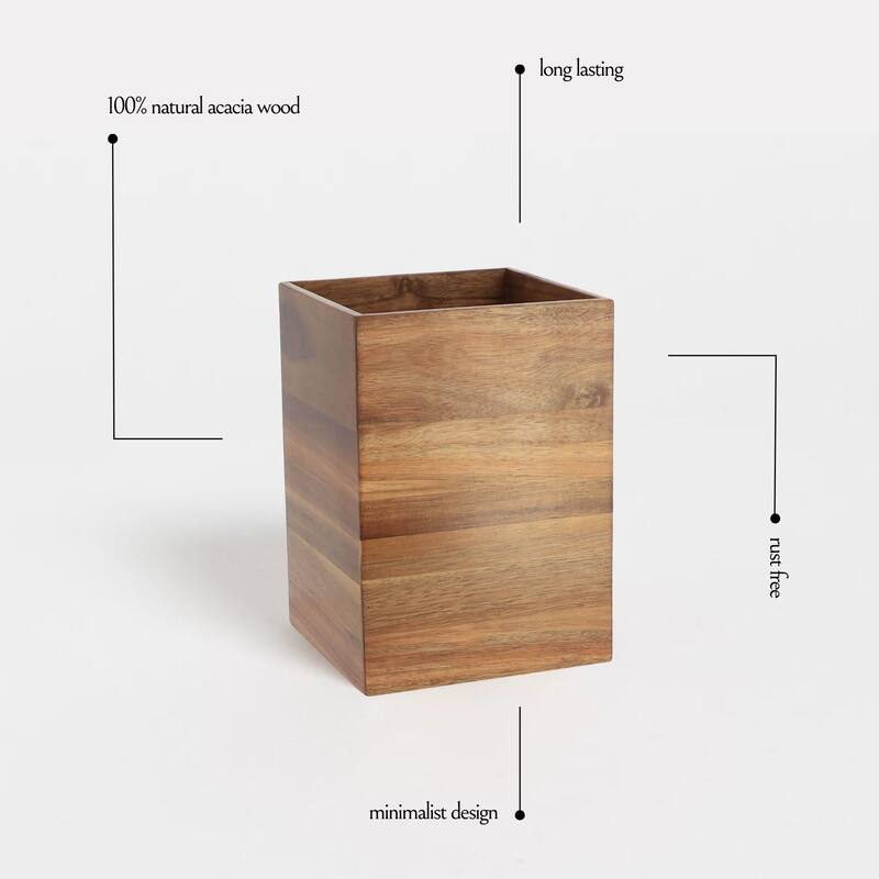 Acacia Wood Bathroom Accessory Set Collection