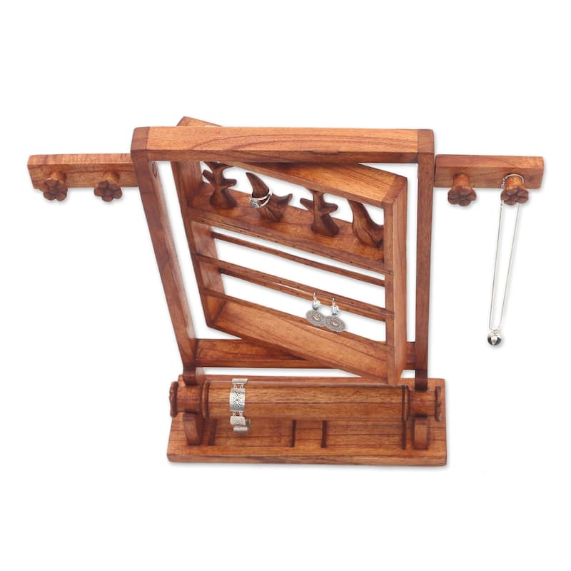 Novica Handmade Serene Forest In Brown Wood Jewelry Stand