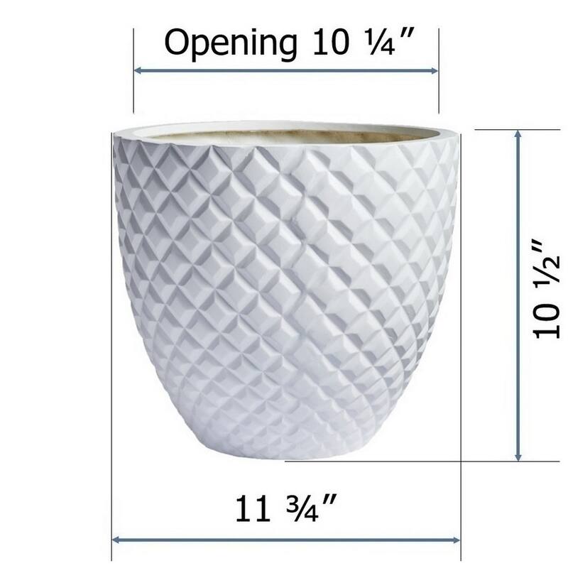 DreamPatio Irvine 1-Piece Fiberstone Pineapple Planter for Indoor/Outdoor - 11 3/4" x 10 1/2" - White