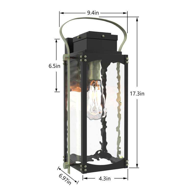 Maxax Black 1 - Light 17.3'' H Water Glass Outdoor Wall Lantern with Dusk to Dawn
