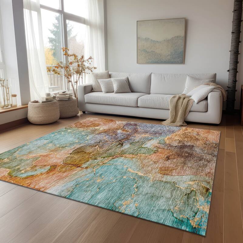 Machine Washable Indoor/ Outdoor Chantille Abstract Modern Rug