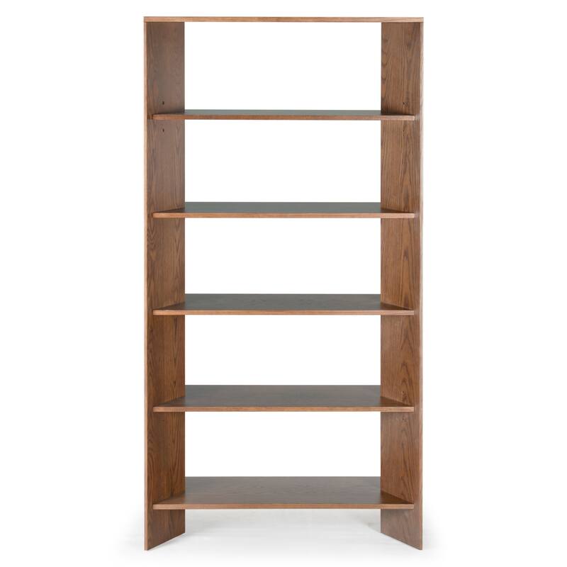 SAFAVIEH Couture Norrington Wood 5 Shelf Bookshelf - 38"W x 15"D x 76"H - Walnut