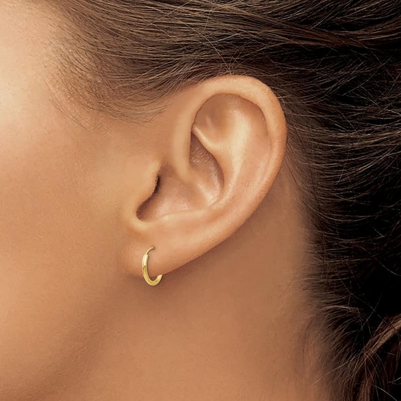 Curata 14k Yellow Gold Polished Small 8mm Endless Hoop Earrings