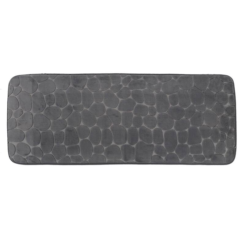 Memory Foam Runner Bath Mat Pebble Design 48x18 - Dark Gray