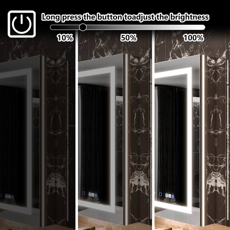 36'' H Recessed or Surface Mounted Bathroom LED Mirror Cabinet With Defogger, Dimmer, 10x magnifying